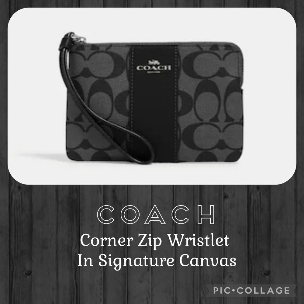 COACH Corner Zip Wristlet In Signature Canvas